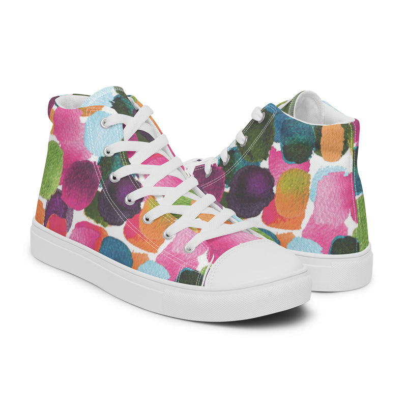 Watercolor Dot High Top #11 - Top Down View | HA!LO Canvas Sneakers