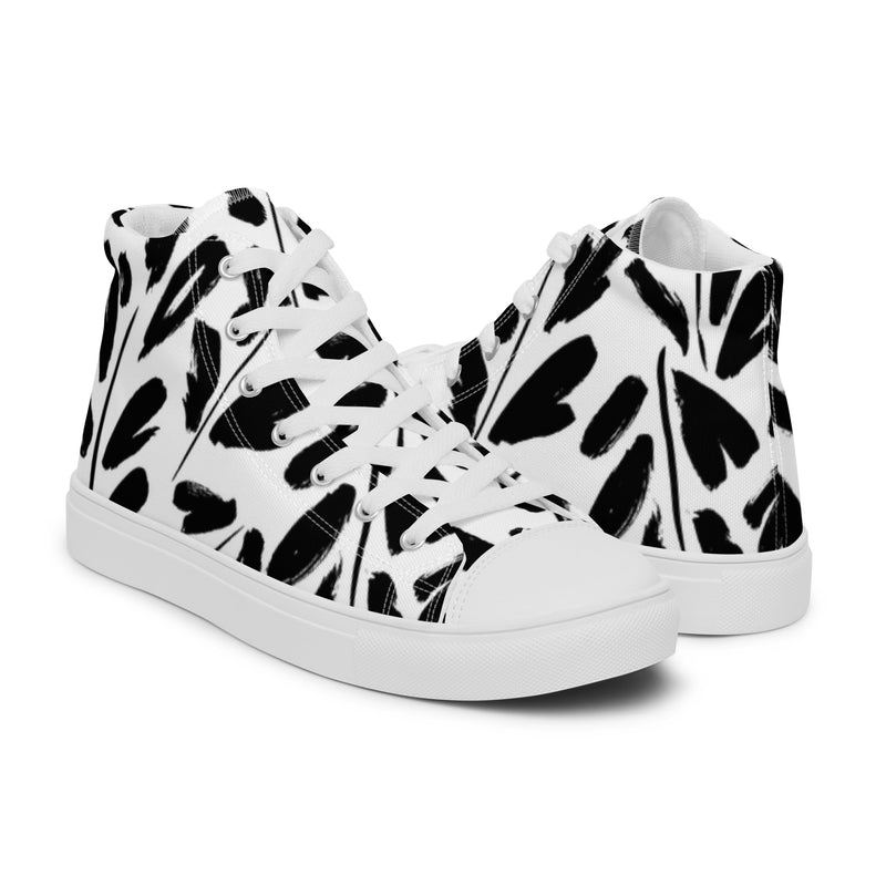 Black Brush High Top #13 - Top Down View | HA!LO Canvas Sneakers