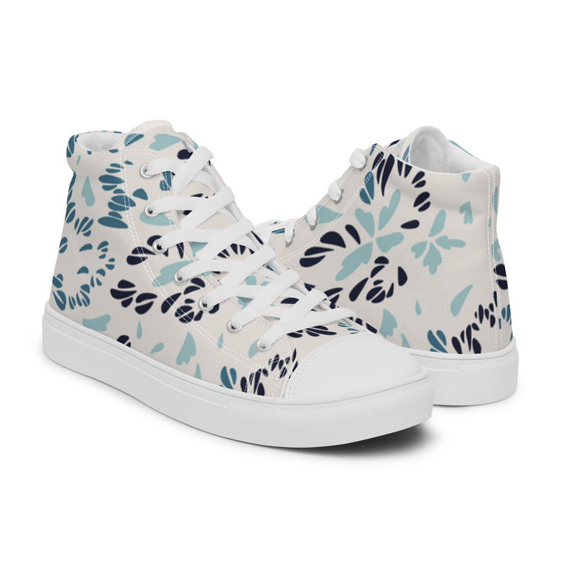 Blue Botanical High Top #17 - Top Down View | HA!LO Canvas Sneakers