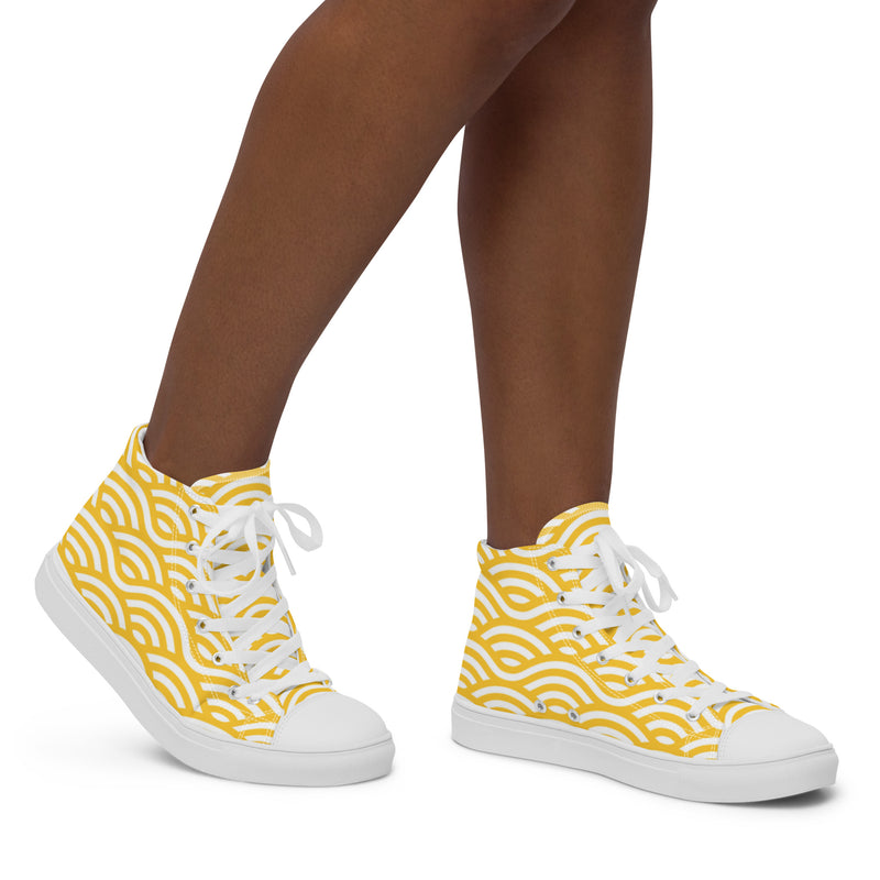 Gold Wave High Top #18 - Opposite Side | HA!LO Canvas Sneakers
