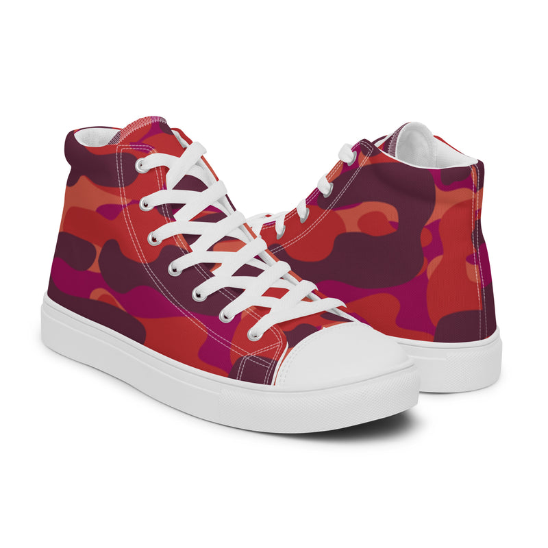 Red Camo High Top #24 - Top Down View | HA!LO Canvas Sneakers
