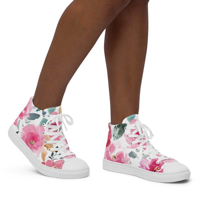 Watercolor Rose High Top #25 - Opposite Side | HA!LO Canvas Sneakers