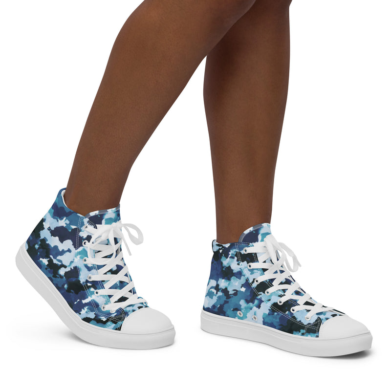 Blue Ink Splash High Top #26 - Opposite Side | HA!LO Canvas Sneakers