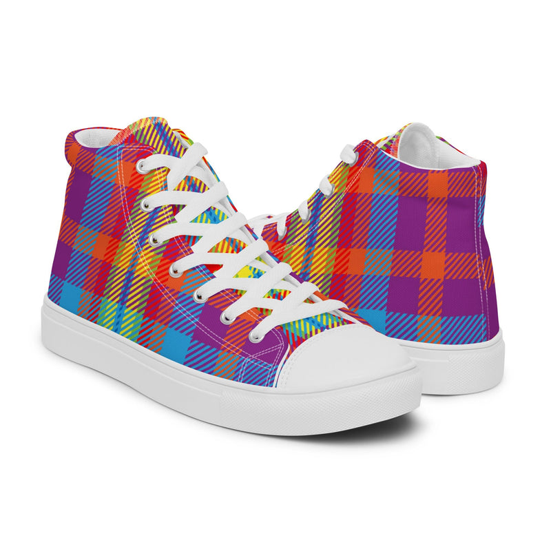 Colorful Tartan High Top #35 - Top Down View | HA!LO Canvas Sneakers