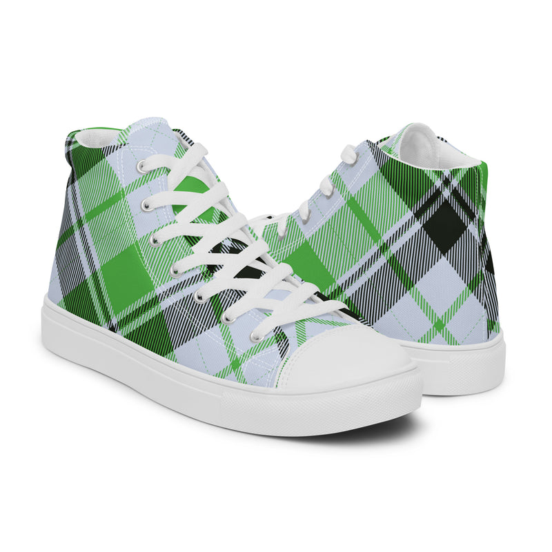 Green Argyle High Top #41 - Top Down View | HA!LO Canvas Sneakers