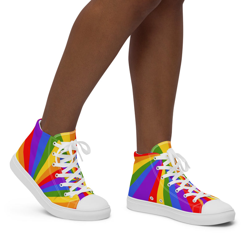 Rainbow Stripe High Top #42 - Opposite Side | HA!LO Canvas Sneakers