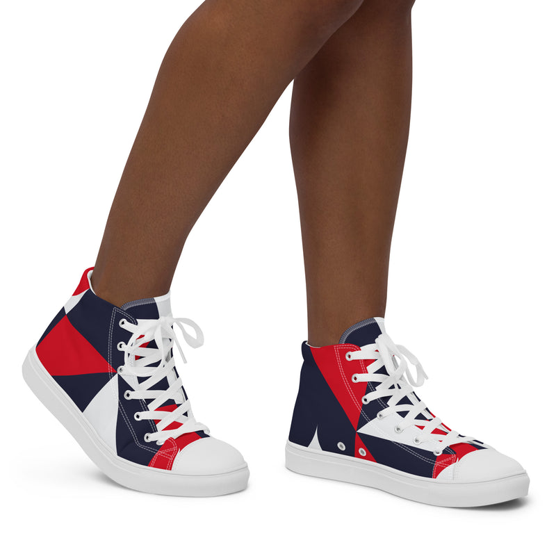 Red Navy Block High Top #43 - Opposite Side | HA!LO Canvas Sneakers