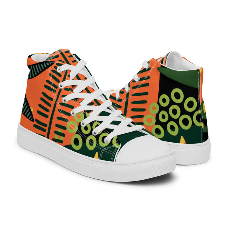 African Print High Top #55 - Top Down View | HA!LO Canvas Sneakers