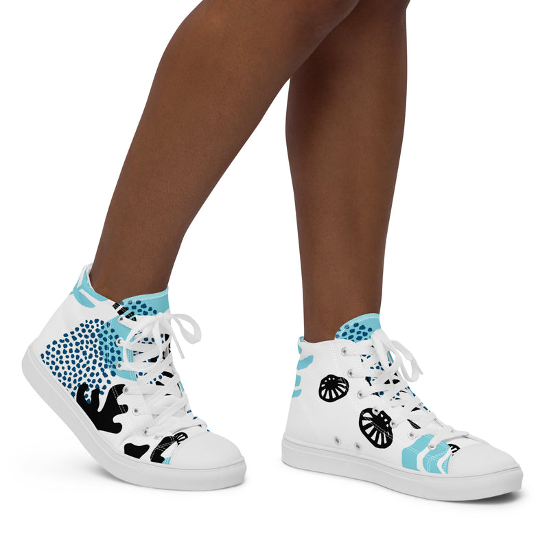 Blue Dot Abstract High Top #57 - Opposite Side | HA!LO Canvas Sneakers