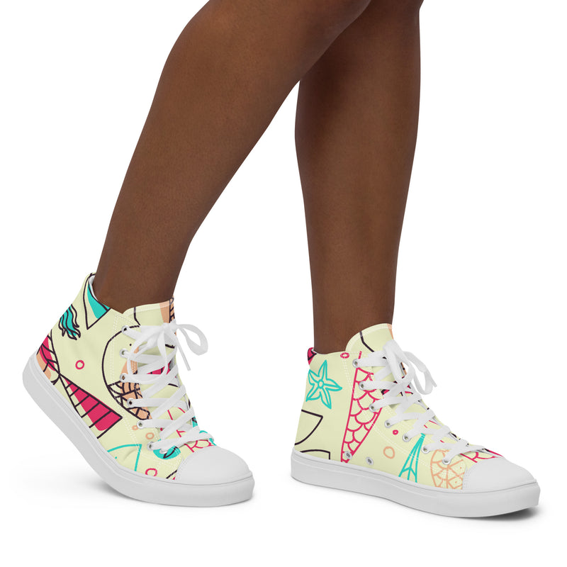 Retro Doodle High Top #66 - Opposite Side | HA!LO Canvas Sneakers