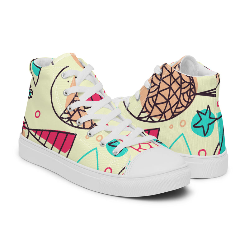 Retro Doodle High Top #66 - Top Down View | HA!LO Canvas Sneakers