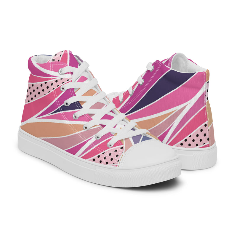 Pink Pop Art High Top #72 - Top Down View | HA!LO Canvas Sneakers