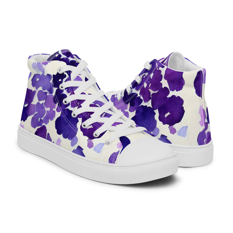 Purple Watercolor High Top #74 - Top Down View | HA!LO Canvas Sneakers