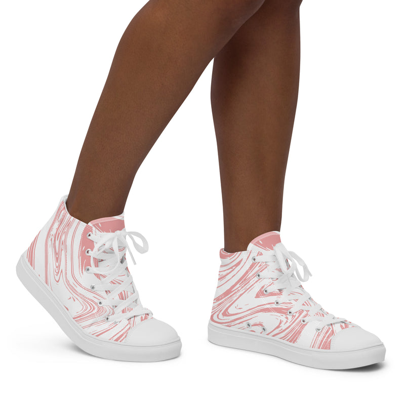 Pink Marble High Top #76 - Opposite Side | HA!LO Canvas Sneakers