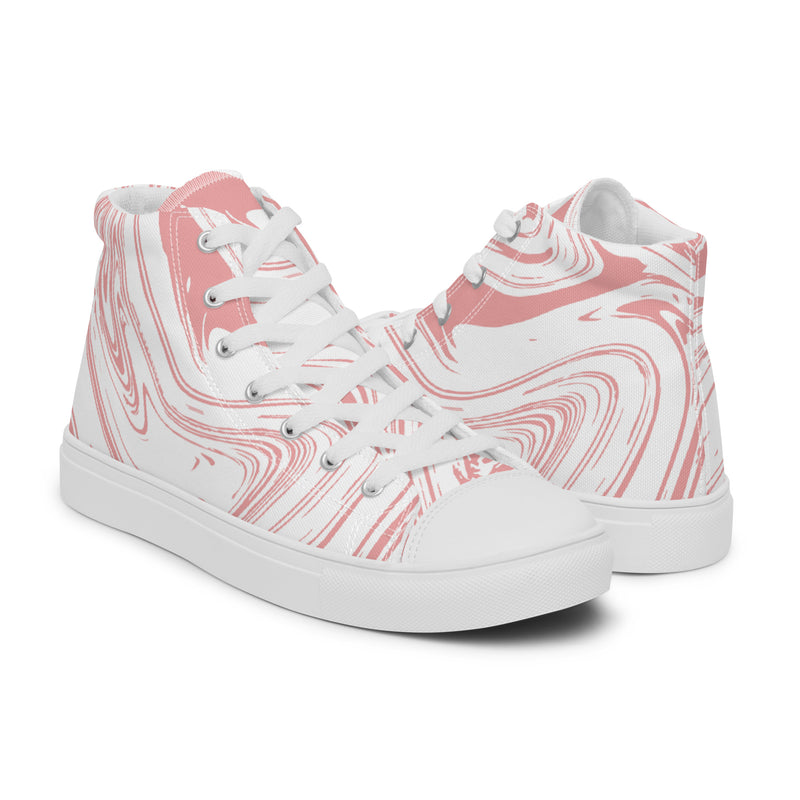 Pink Marble High Top #76 - Top Down View | HA!LO Canvas Sneakers