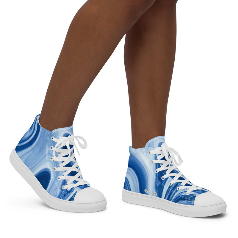 Blue Marble High Top #79 - Opposite Side | HA!LO Canvas Sneakers