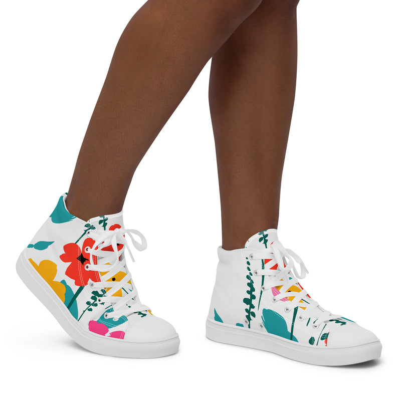 Hibiscus Bloom High Top #80 - Opposite Side | HA!LO Canvas Sneakers
