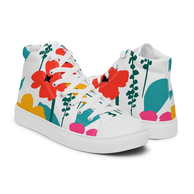 Hibiscus Bloom High Top #80 - Top Down View | HA!LO Canvas Sneakers