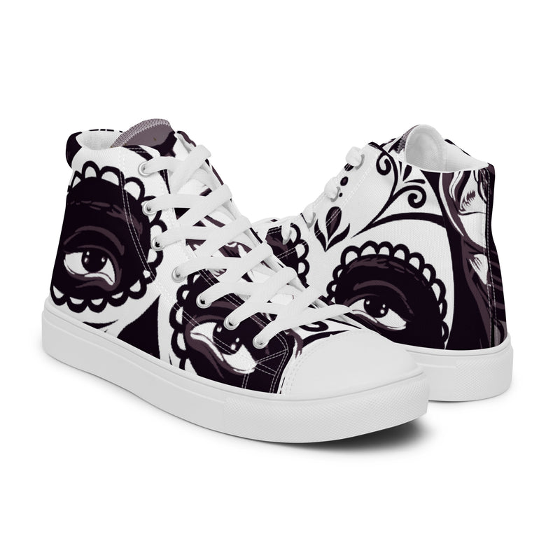 Sugar Skull Art High Top #81 - Top Down View | HA!LO Canvas Sneakers