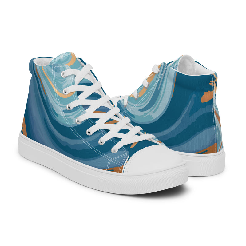 Blue Ocean High Top #82 - Top Down View | HA!LO Canvas Sneakers