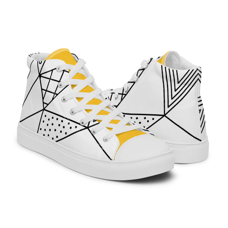 Geometric Line High Top #88 - Top Down View | HA!LO Canvas Sneakers
