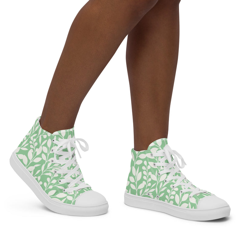 Green Botanical High Top #90 - Opposite Side | HA!LO Canvas Sneakers