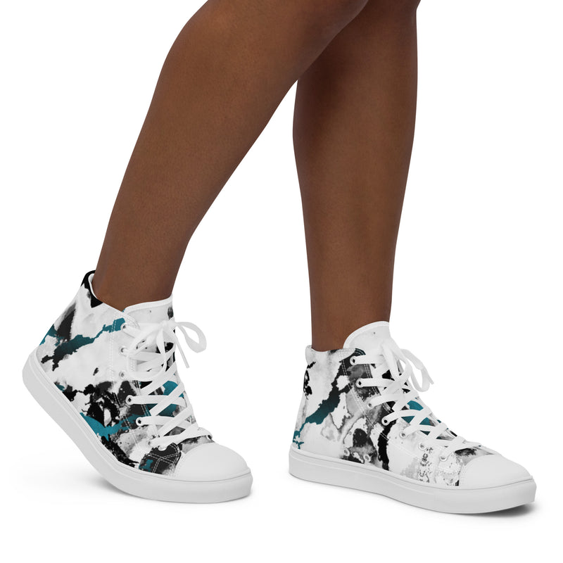 Teal Splash High Top #92 - Opposite Side | HA!LO Canvas Sneakers