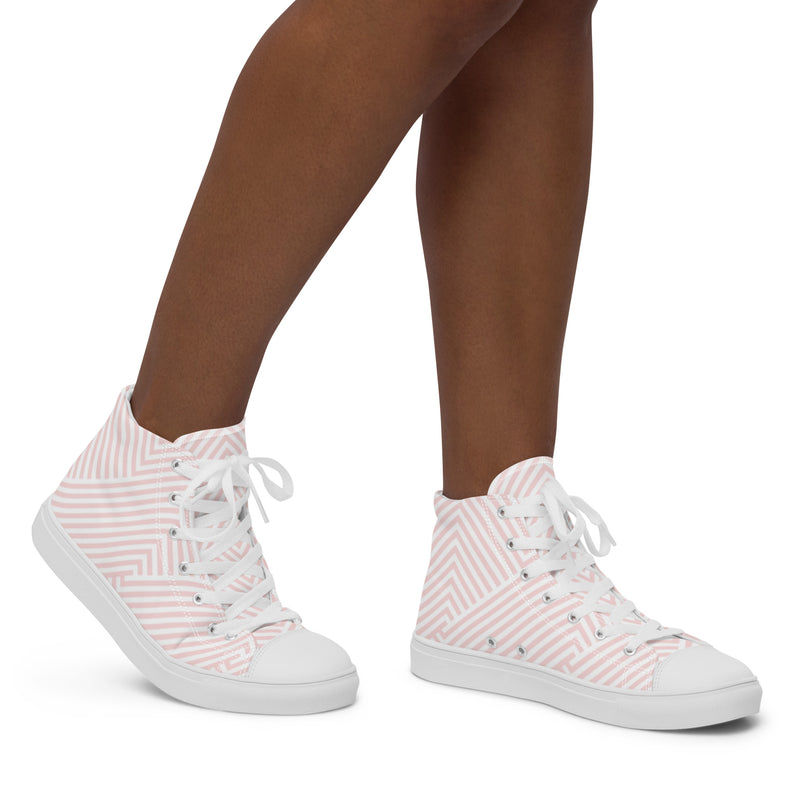Pink Herringbone High Top #95 - Opposite Side | HA!LO Canvas Sneakers