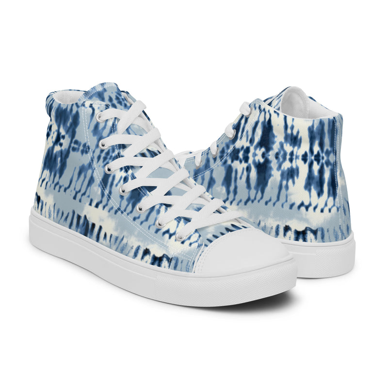 Blue Tie Dye High Top #98 - Top Down View | HA!LO Canvas Sneakers