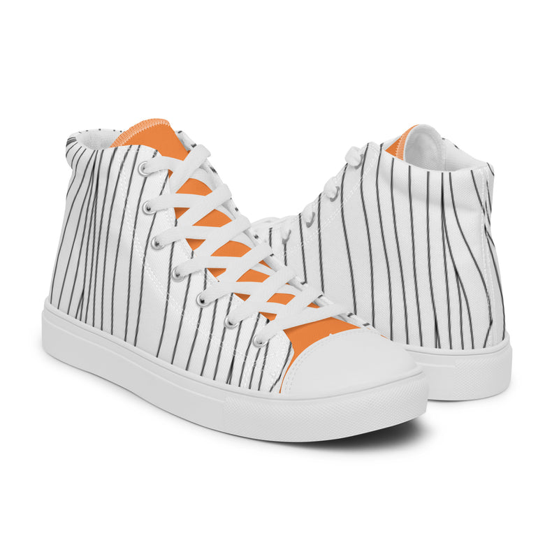 Orange Pinstripe High Top #99 - Top Down View | HA!LO Canvas Sneakers