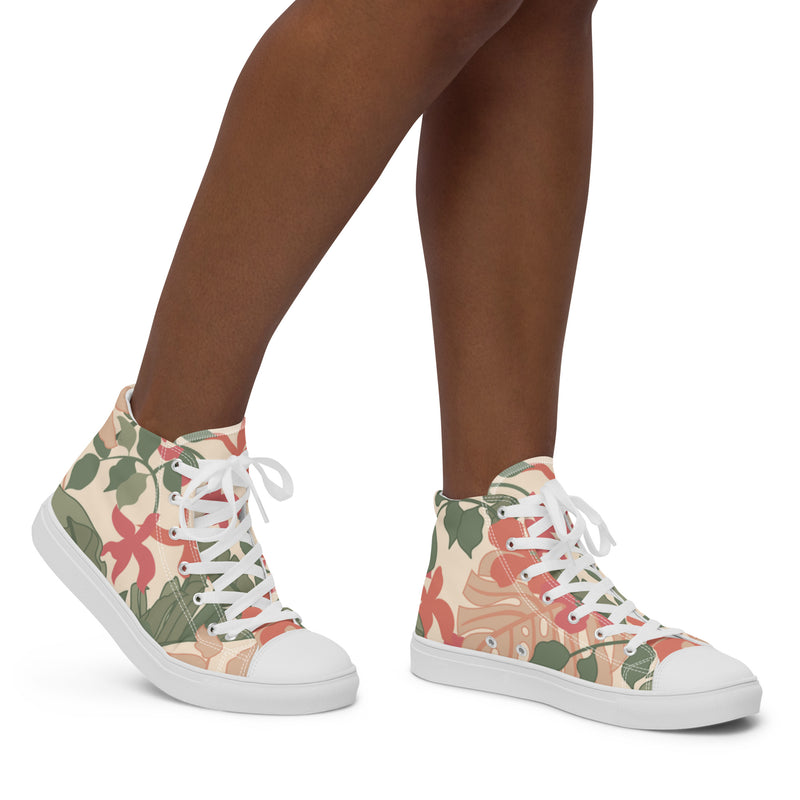 Tropical Floral High Top #100 - Opposite Side | HA!LO Canvas Sneakers
