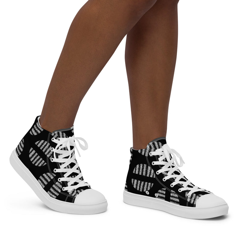 Black Graphic High Top #104 - Opposite Side | HA!LO Canvas Sneakers