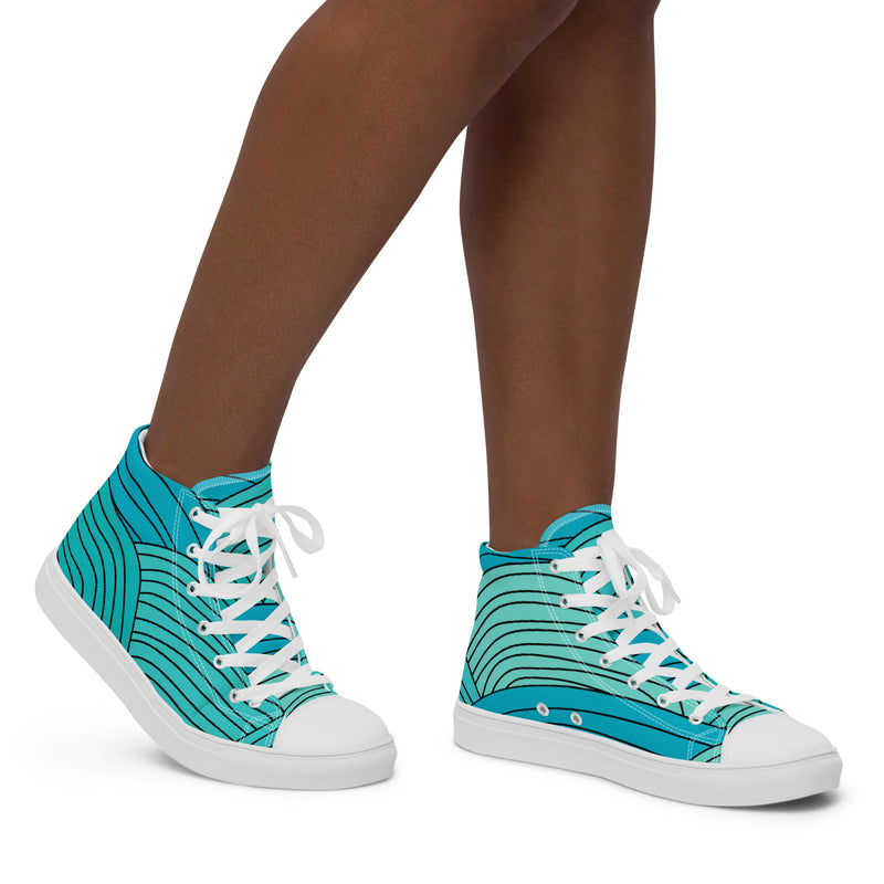 Teal Ribbed High Top #108 - Opposite Side | HA!LO Canvas Sneakers