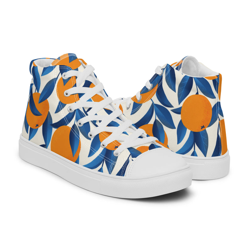 Blue Leaf High Top #111 - Top Down View | HA!LO Canvas Sneakers