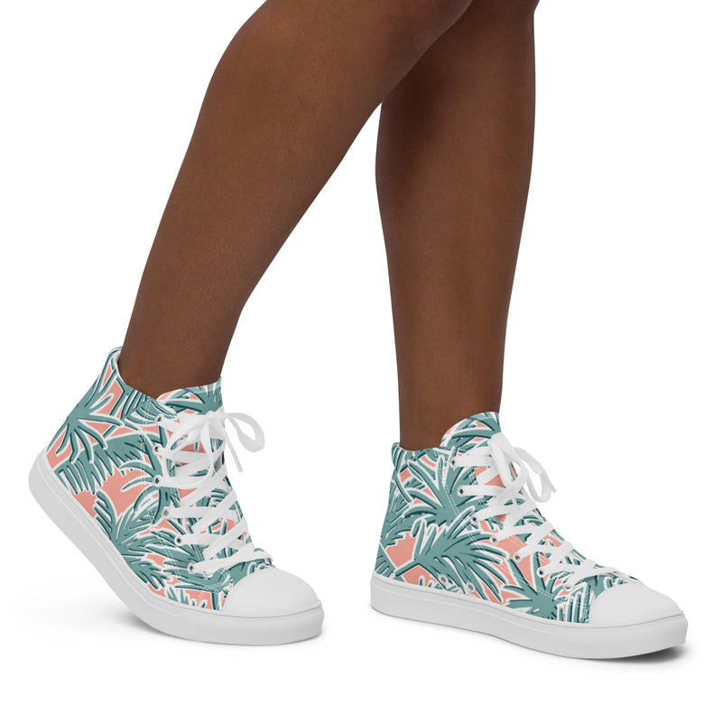 Monstera Leaf High Top #114 - Opposite Side | HA!LO Canvas Sneakers