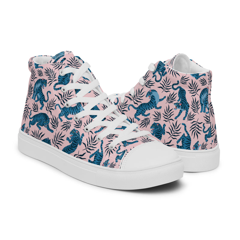 Blue Tropical High Top #115 - Top Down View | HA!LO Canvas Sneakers