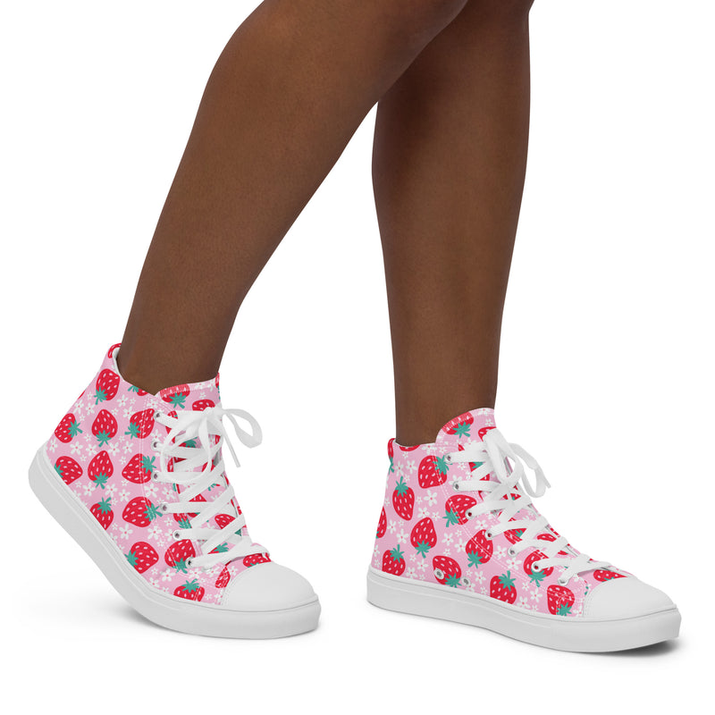 Red Strawberry High Top #120 - Opposite Side | HA!LO Canvas Sneakers