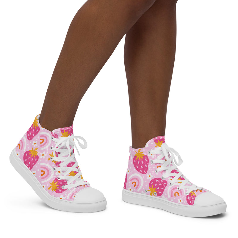 Rainbow Strawberry High Top #122 - Opposite Side | HA!LO Canvas Sneakers