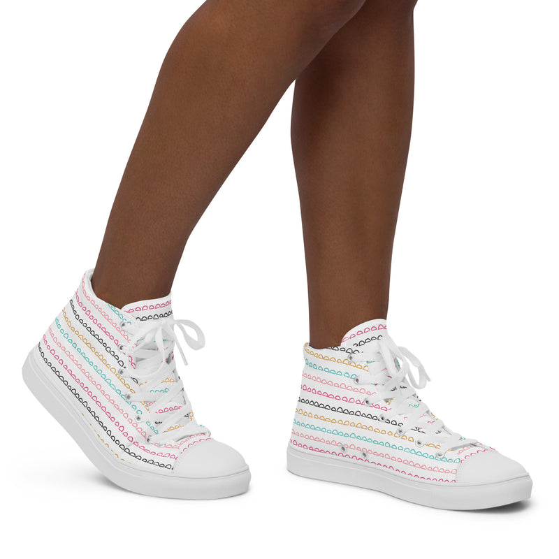 Pink Stitch Row High Top #128 - Opposite Side | HA!LO Canvas Sneakers