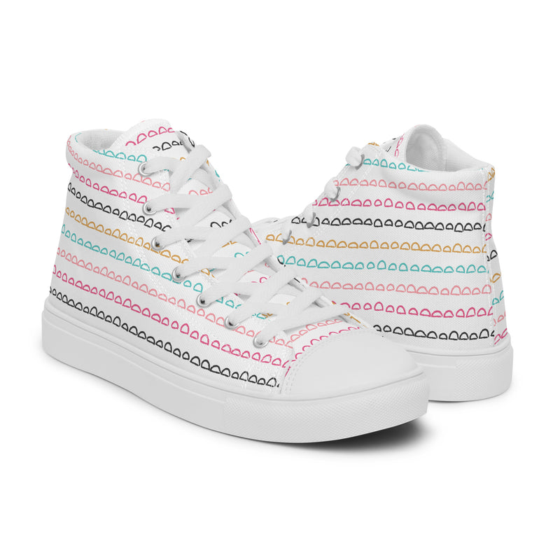 Pink Stitch Row High Top #128 - Top Down View | HA!LO Canvas Sneakers