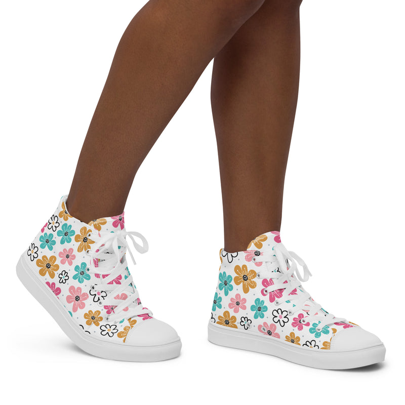 Retro Flower High Top #133 - Opposite Side | HA!LO Canvas Sneakers