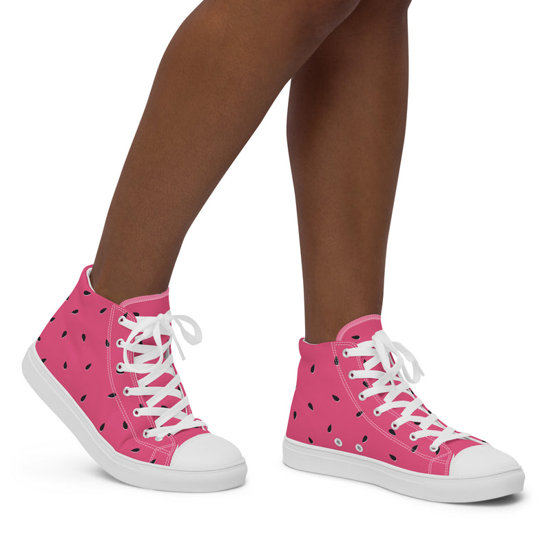 Pink Watermelon High Top #145 - Opposite Side | HA!LO Canvas Sneakers