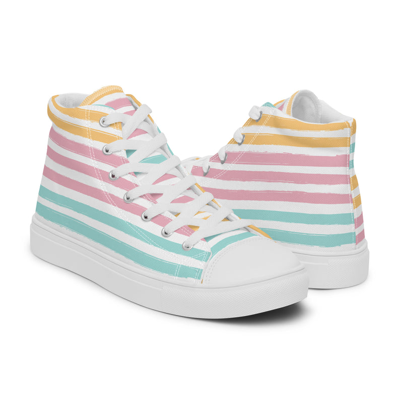Sunset Stripe High Top #149 - Top Down View | HA!LO Canvas Sneakers