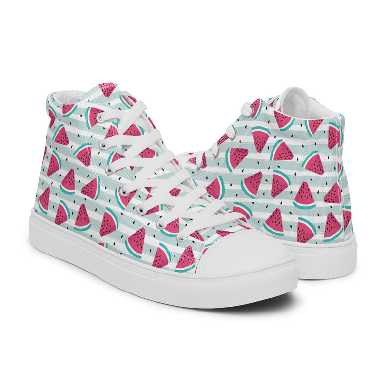 Watermelon Slice High Top #150 - Top Down View | HA!LO Canvas Sneakers