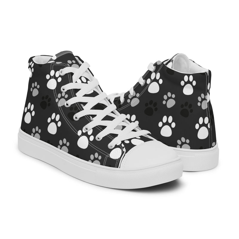 Black Paw High Top #159 - Top Down View | HA!LO Canvas Sneakers