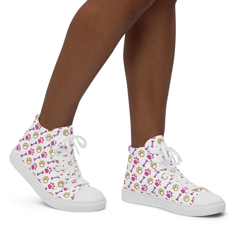 Pink Dog Bone High Top #163 - Opposite Side | HA!LO Canvas Sneakers