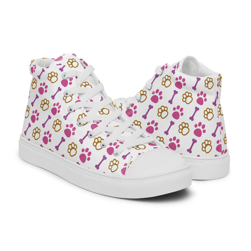 Pink Dog Bone High Top #163 - Top Down View | HA!LO Canvas Sneakers