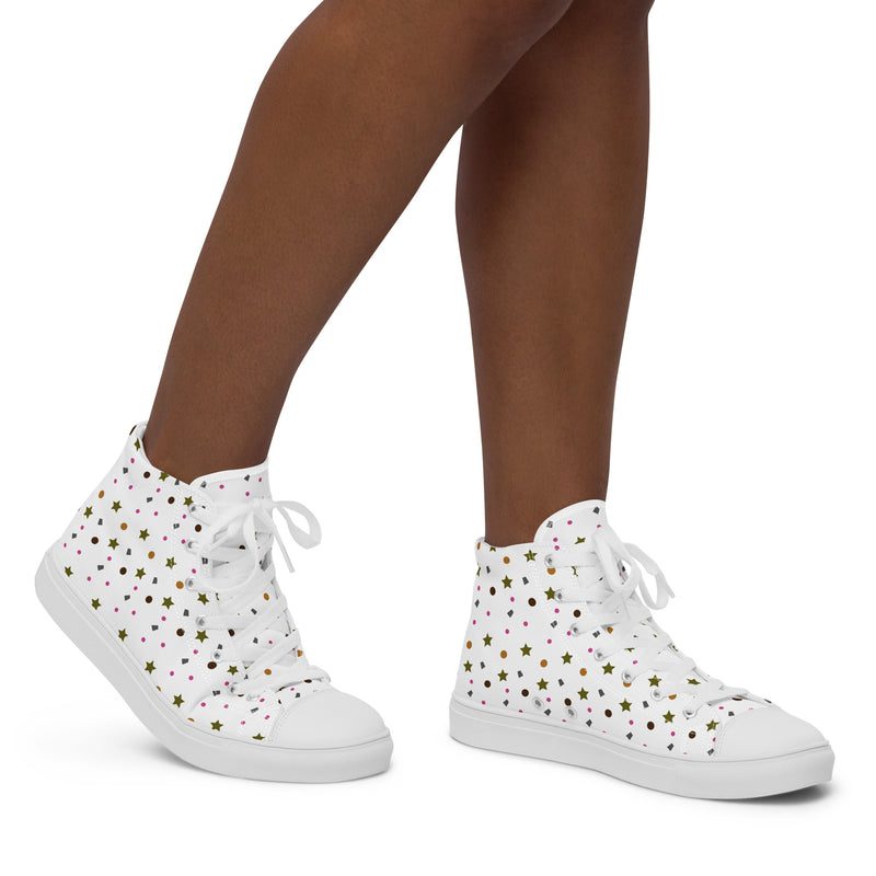Gold Star Scatter High Top #168 - Opposite Side | HA!LO Canvas Sneakers
