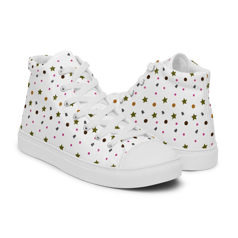 Gold Star Scatter High Top #168 - Top Down View | HA!LO Canvas Sneakers