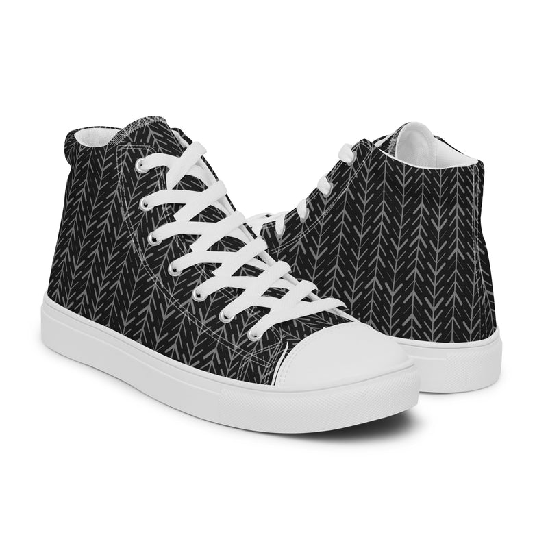 Dark Herringbone High Top #172 - Top Down View | HA!LO Canvas Sneakers